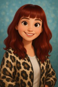 Ester Mir en versión animada, transmitiendo su esencia auténtica y divertida